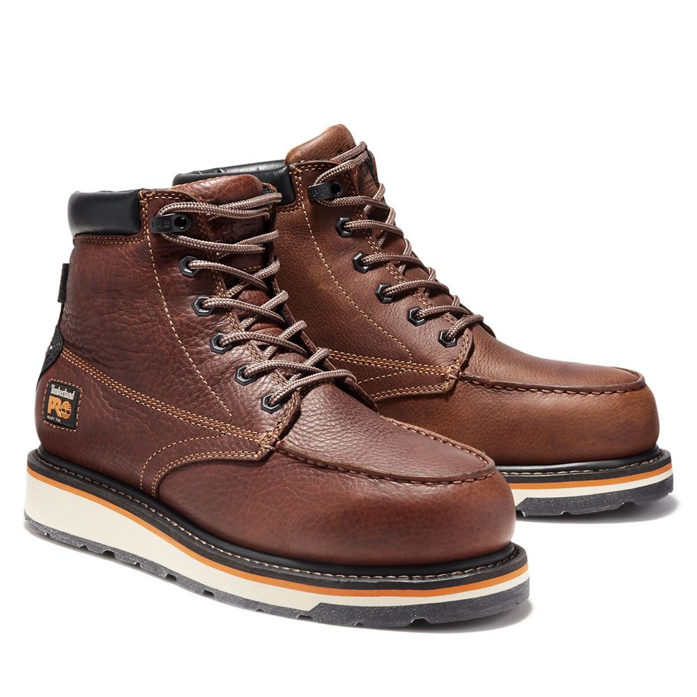 Timberland Μποτακια Εργασίας Ανδρικα Καφε - Pro® Gridworks 6\" Alloy Toe - Greece 3128094-HZ